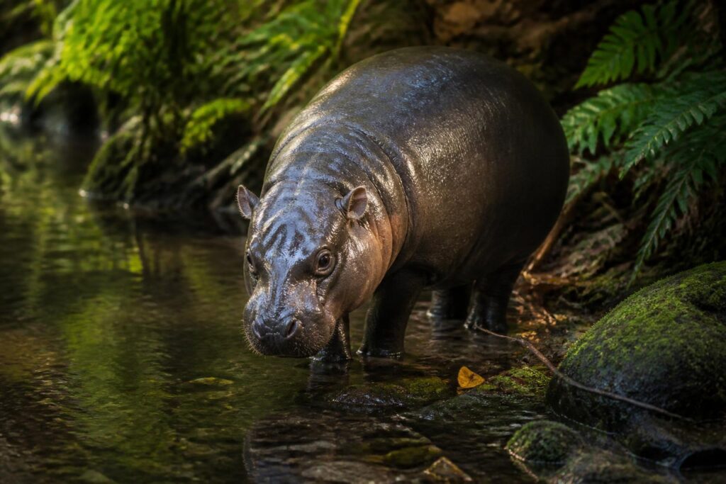 découvrez l'hippopotame pygmée, ce cousin méconnu de l'hippopotame classique, que seuls quelques zoos rares ont la chance d'accueillir.